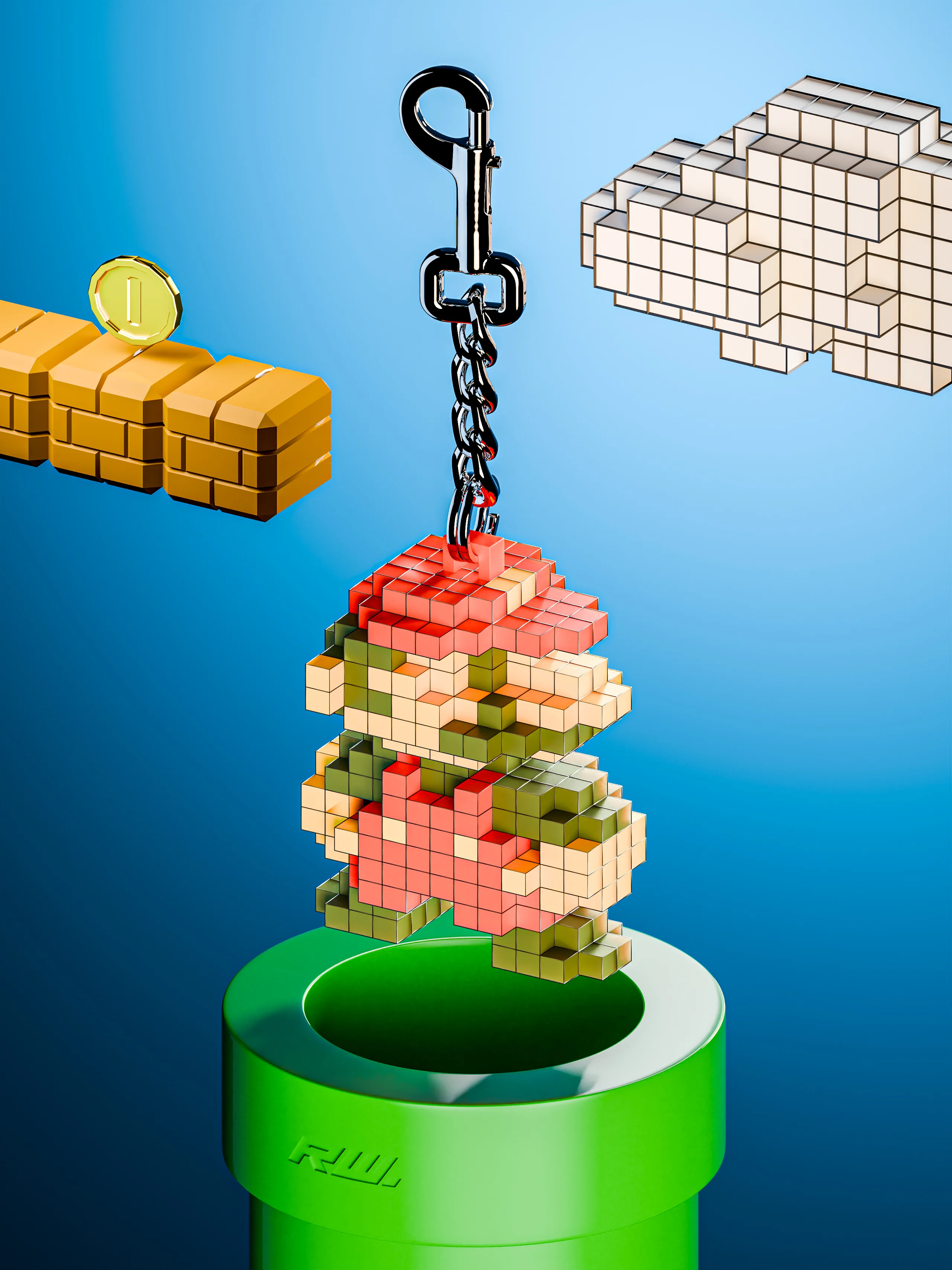 "NOT GLITCHED SUPER MARIO" Keychain – 4 of 5