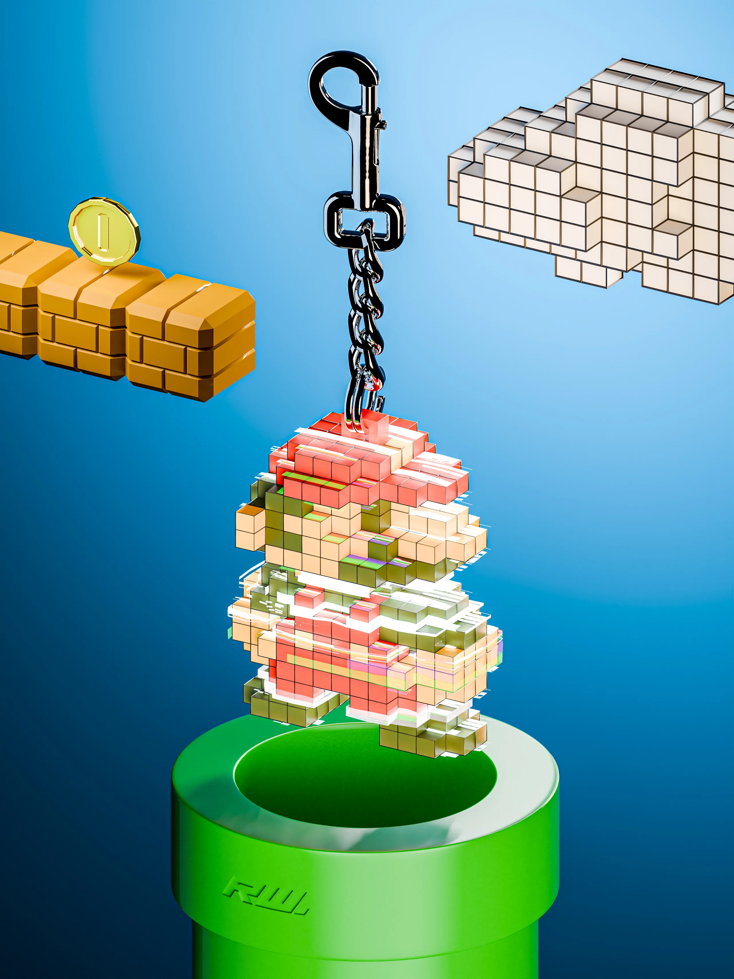 "NOT GLITCHED SUPER MARIO" Keychain – 5 of 5